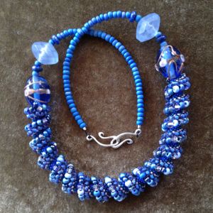 Chunky Blue Spiral Necklace