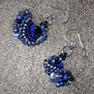 Chunky Blue Spiral Earrings